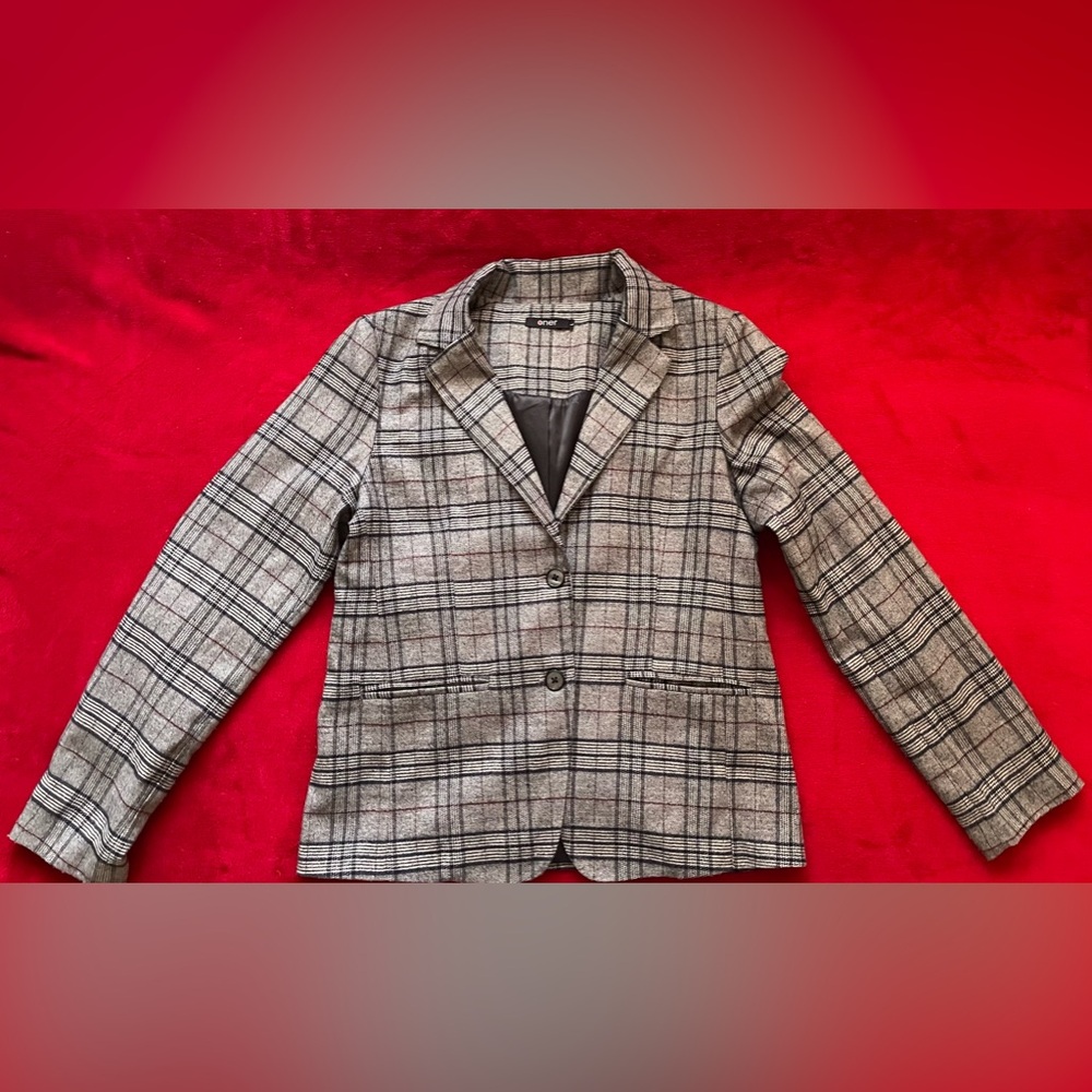 Oner Women's Long Sleeve Collared Multicolor Lined Two Button Blazer Size: L